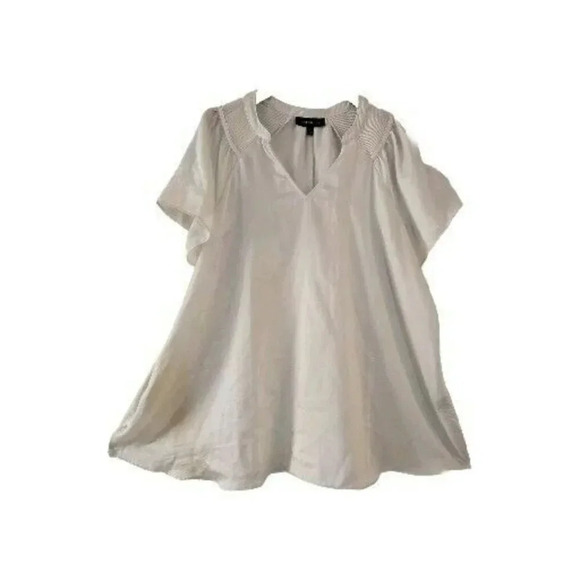 Lane Bryant Top Flutter Sleeve Collarless Ivory Size 18 V-neck Women's - Picture 1 of 10